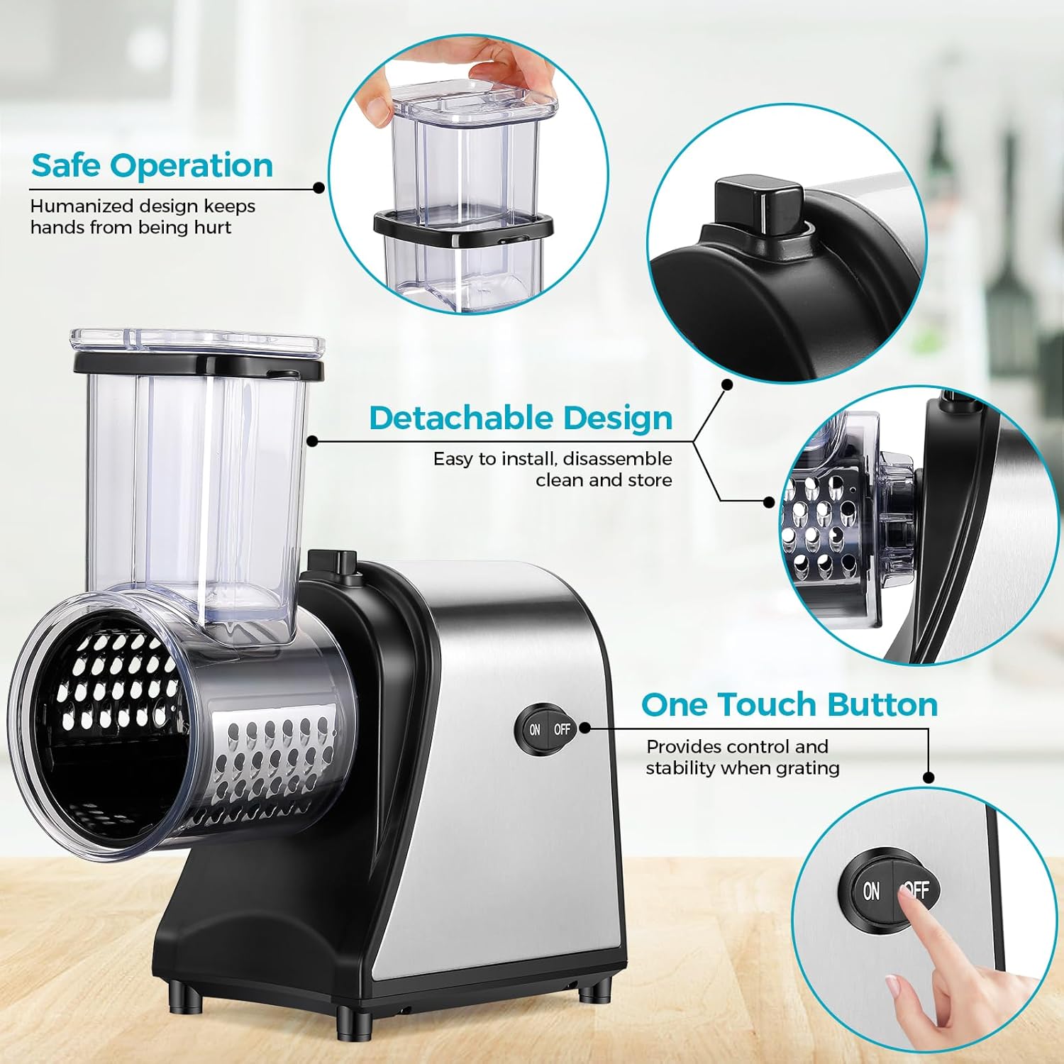 250W Electric Cheese Grater with 5 Attachments K260858