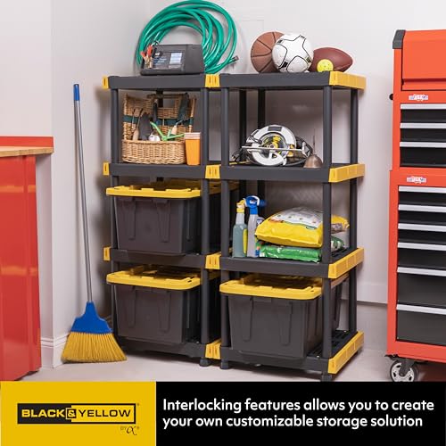 4-Tier Heavy Duty Plastic Storage Shelving Unit, 100lbs/shelf, 2 Pack W89381