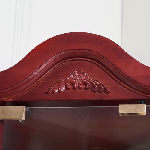 Cherry Glass Corner Curio Cabinet with 4 Adjustable Glass Shelves G400