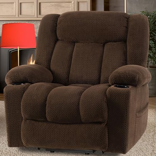 Large Power Lift Recliner with Heat and Massage, Dark Brown F50088