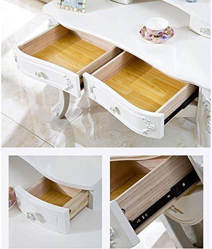 Solid Carved Dressing Vanity Table with Stool U6873