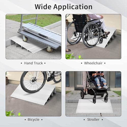 3" Rise Aluminum Door Threshold Ramp with Non-slip Surface W1069
