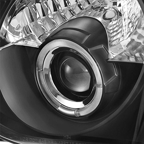 Black Bezel Dual Halo Ring Projector LED Headlights Pair Q9654