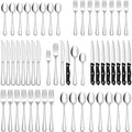 48-Piece Stainless Steel Hammered Silverware Set with Steak Knives A337