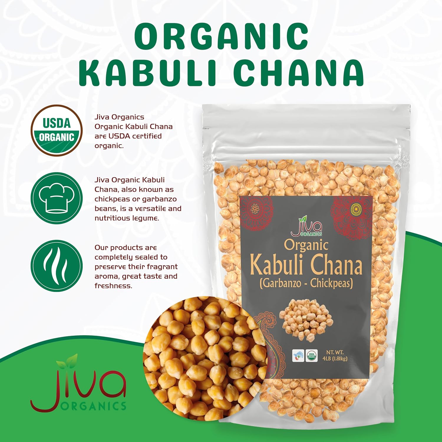 Organic Raw Chickpeas 4 LB R729075