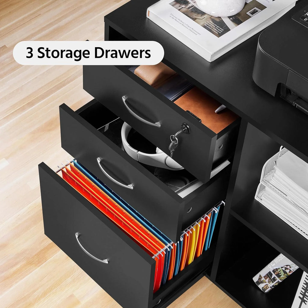 Black 3 Drawer Lateral Filing Cabinet H62144