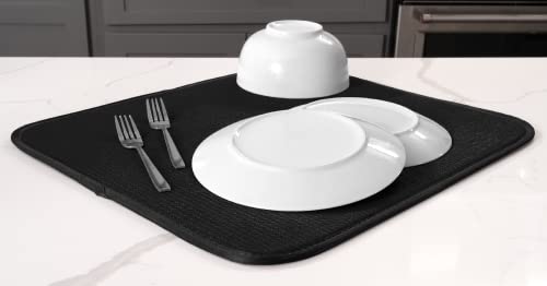Black Mesh and Charcoal Grey Mesh 2 Pack Microfiber Dish Drying Mat S3516
