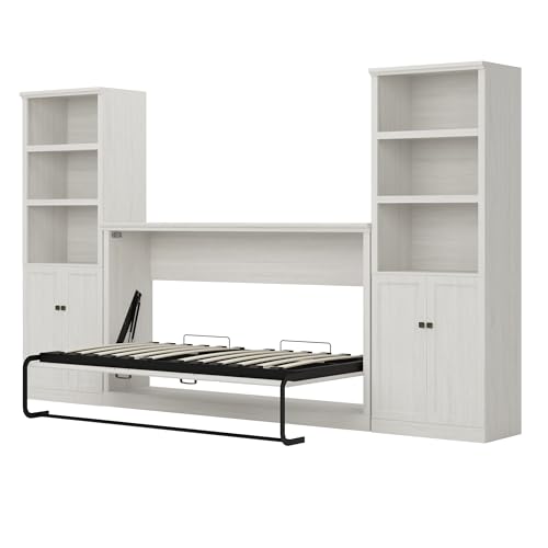 Twin Size Murphy Bed with 2 Side Cabinet Storage Shelf and Bookcase O564914