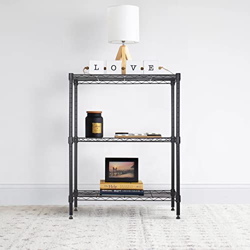 Black 4 Tier Steel Wire Shelving Unit H913