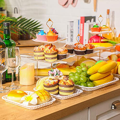 14 Pieces Tiered Cupcake Stand Set Gold 2-Tier 3-Tier Serving Stand Tower Tray with Round Rectangle Food Serving Trays X264