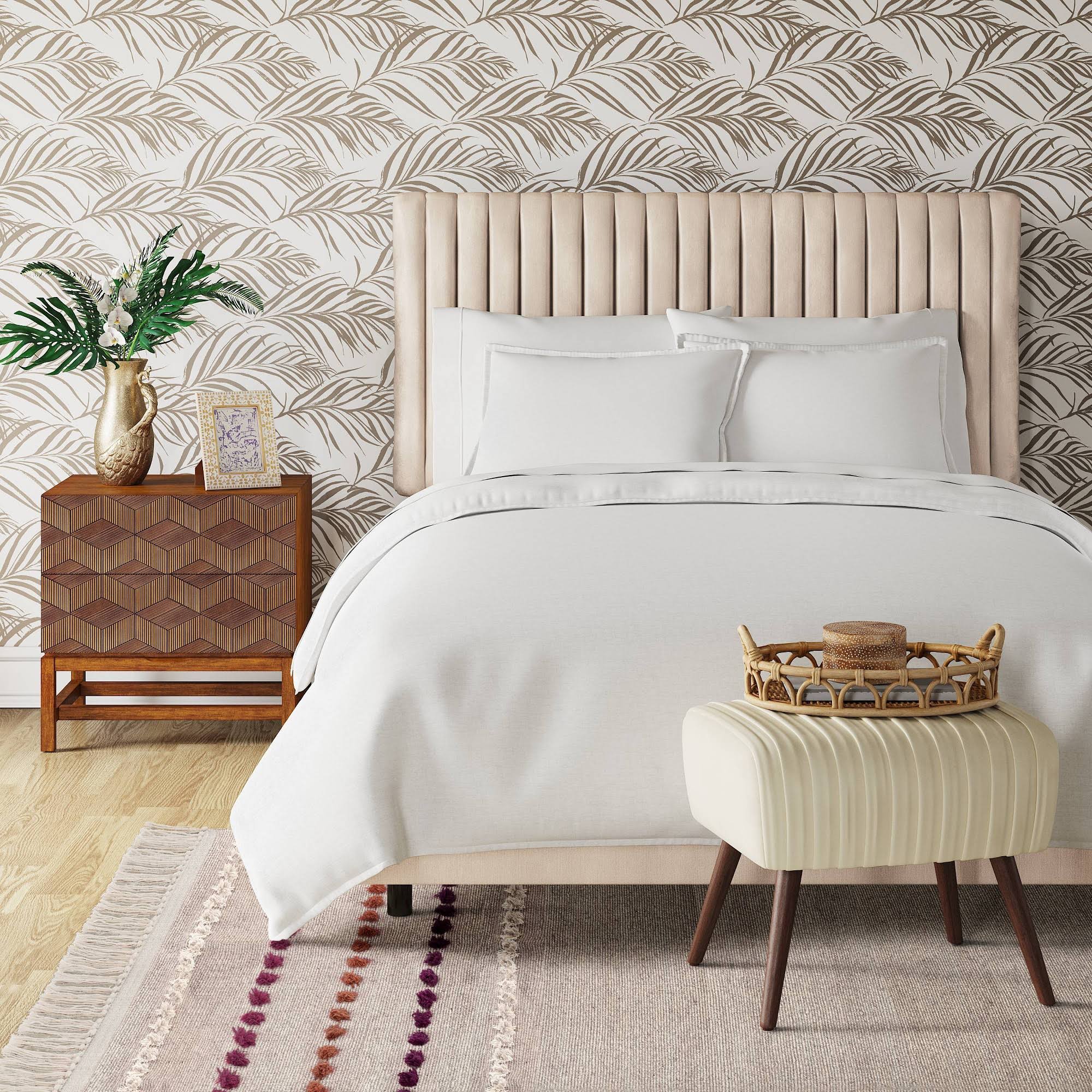 Cream Velvet Queen Headboard A46157