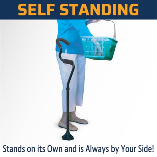 Self Standing Lightweight Adjustable Walking Cane with Ergonomic Forearm Grip T5944