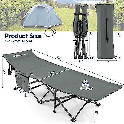 Blue Folding Camping Cot with Carry Bag H6520