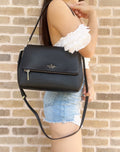 Black Pebbled Leather Shoulder Bag Crossbody A10964