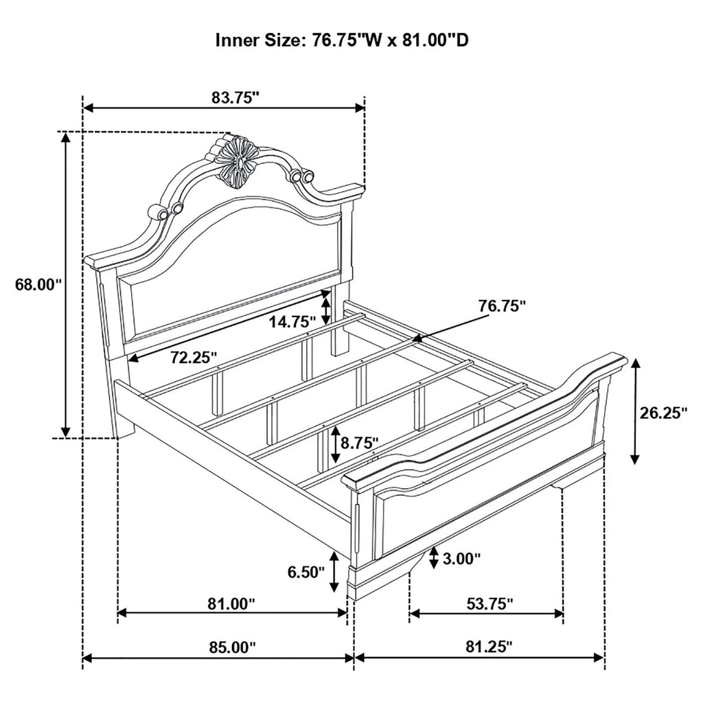 Queen Upholstered Bed in Cappuccino A7504