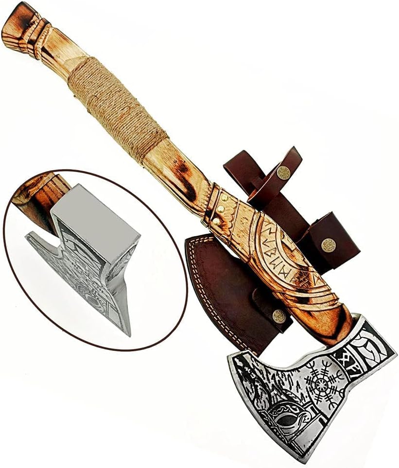 Forged Carbon Steel Viking Axe with Rose Wood Shaft T540781