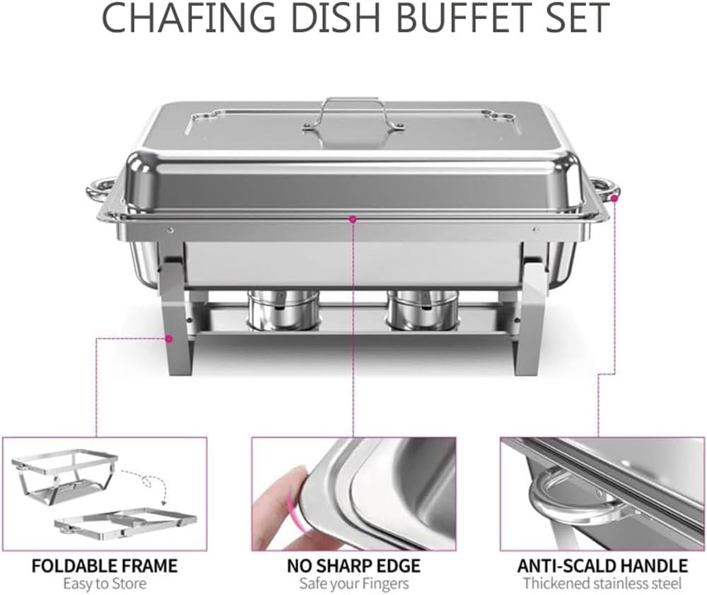 8 Quart Stainless Steel Chafing Dish Set with Food Pans W801485