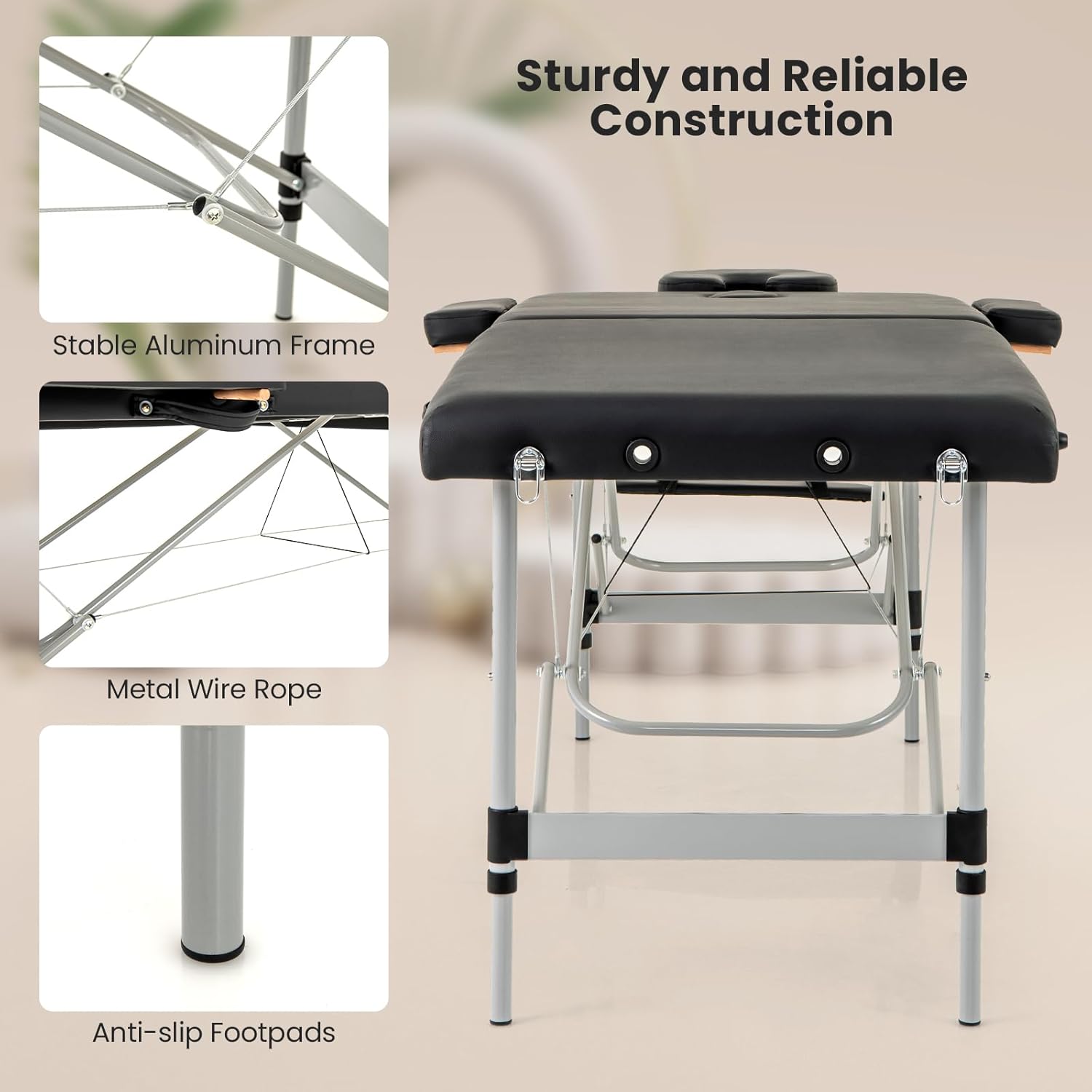 Black Portable Massage Table with Carrying Bag X731