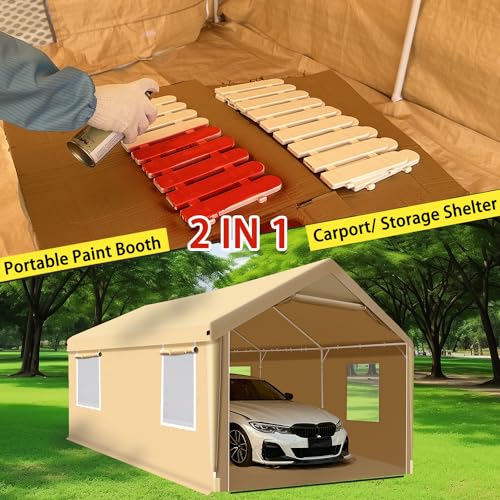 26X14X10.5FT Portable Paint Booth with 6pcs Mesh Windows U6230