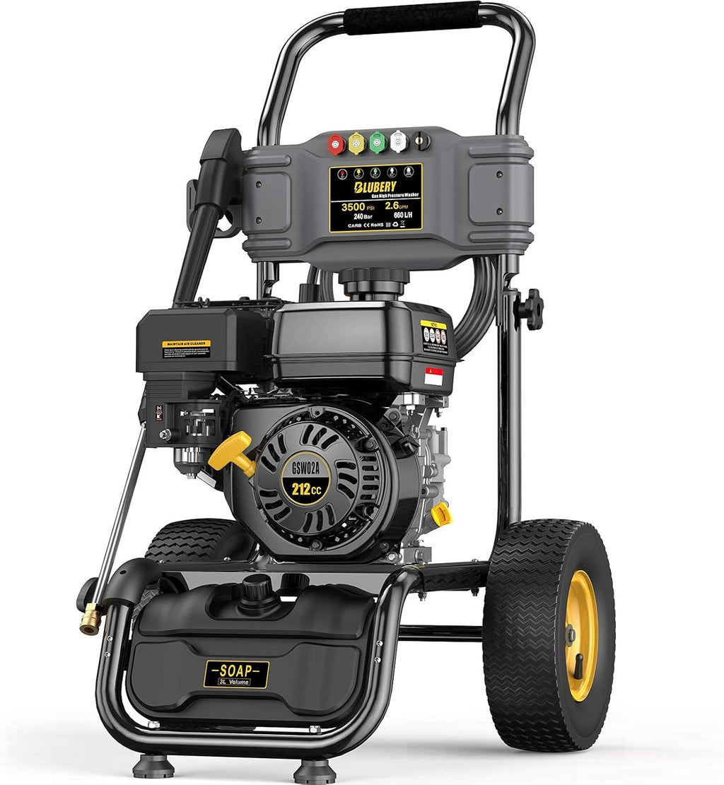 3500PSI Gas Pressure Washer 2.6GPM 212CC Power Washer with 50FT Hose and 5 Adjustable Nozzles N891472