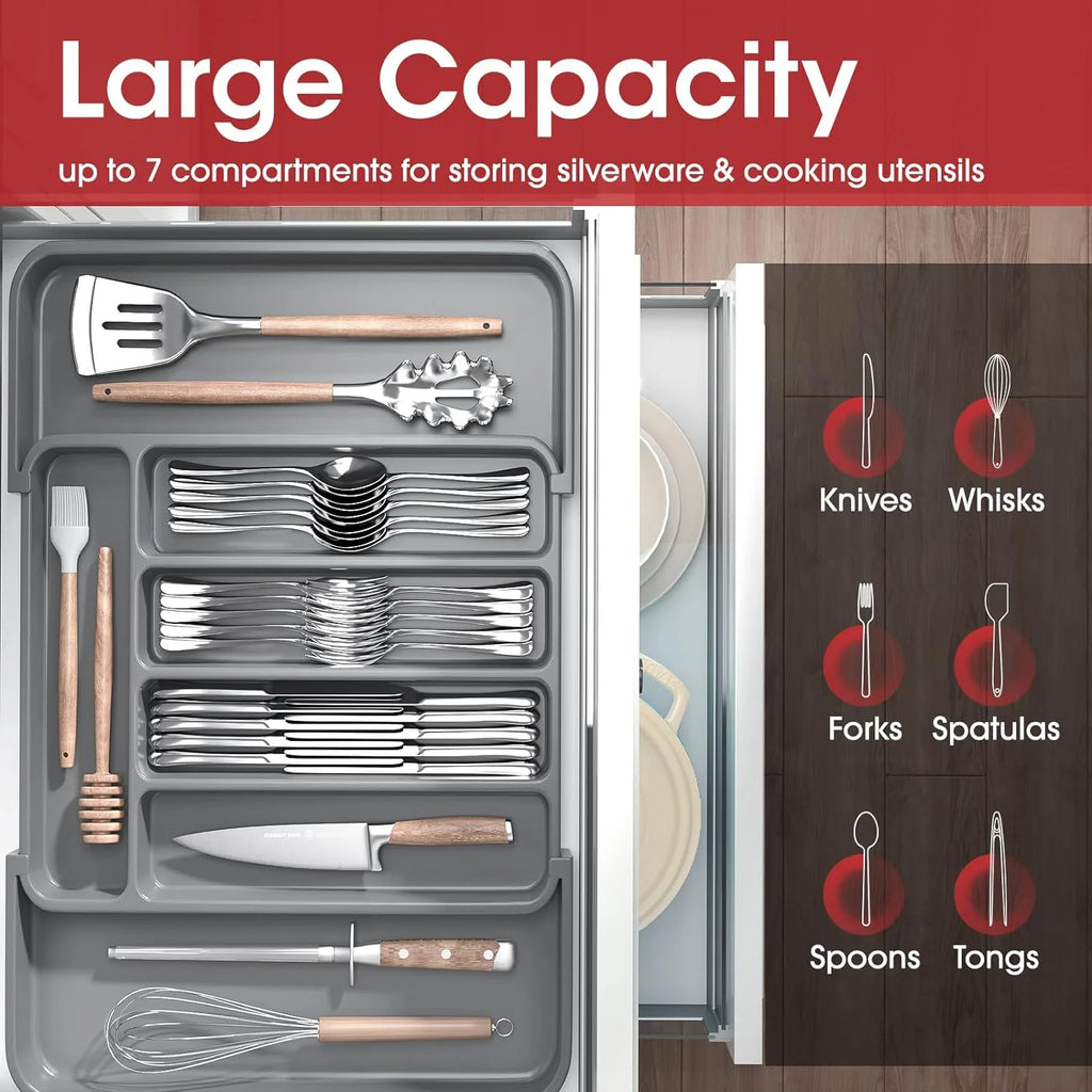 Grey Adjustable Kitchen Drawer Organizer Y64497