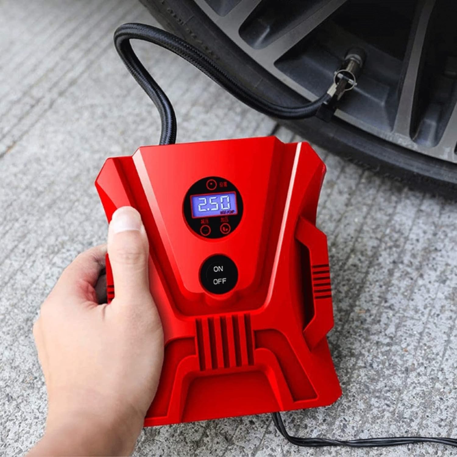 Portable 12V Tire Inflator Air Compressor Electric Air Pump with Tool Box B478272