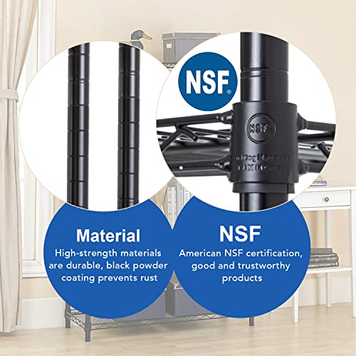 Black 4 Tier Steel Wire Shelving Unit H913