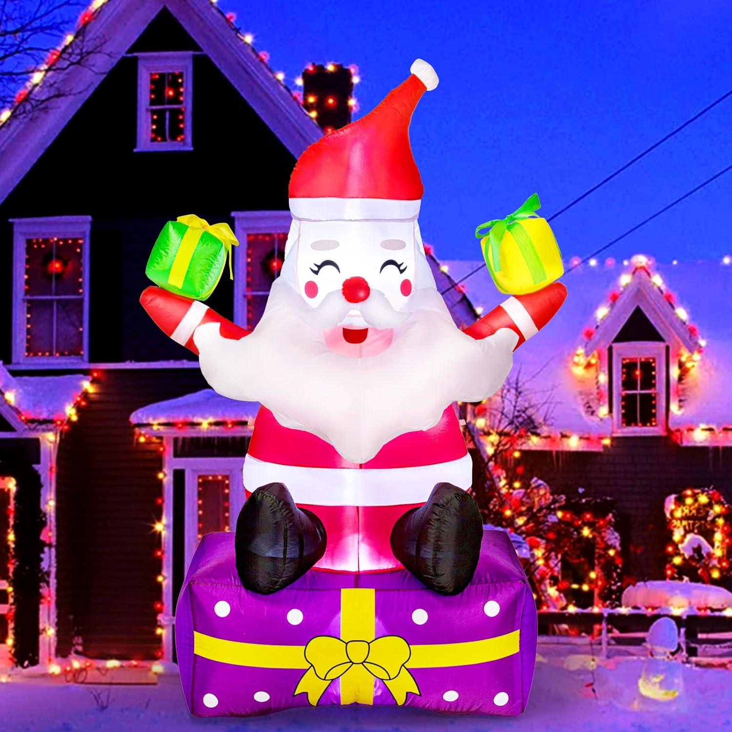 6 Ft Inflatable Santa Claus with Gift Boxes F475