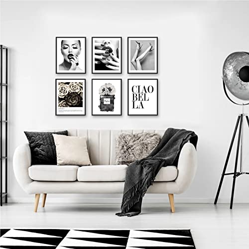 Set of 6 Black and White Unframed Canvas Posters 8x10in H874529