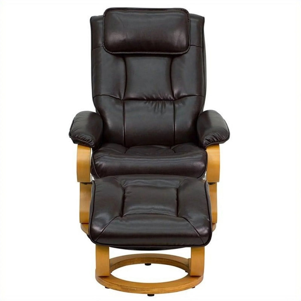 Brown LeatherSoft Recliner and Ottoman U48680