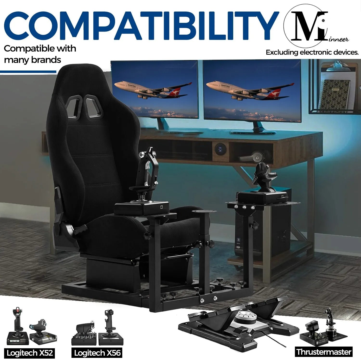 Flight Simulator Cockpit with Black Seat J8269