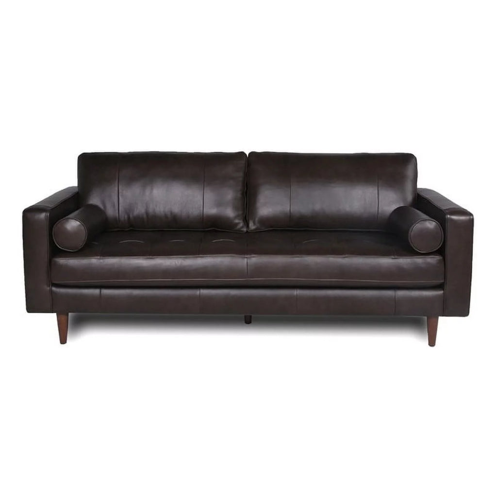 Dark Brown Leather Sofa With Tufted Seat And Back S24235