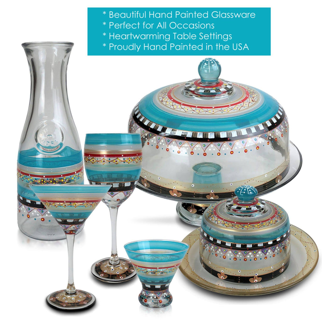 Set of 2 Hand Painted Wine Glasses, 10.5 oz. O8076