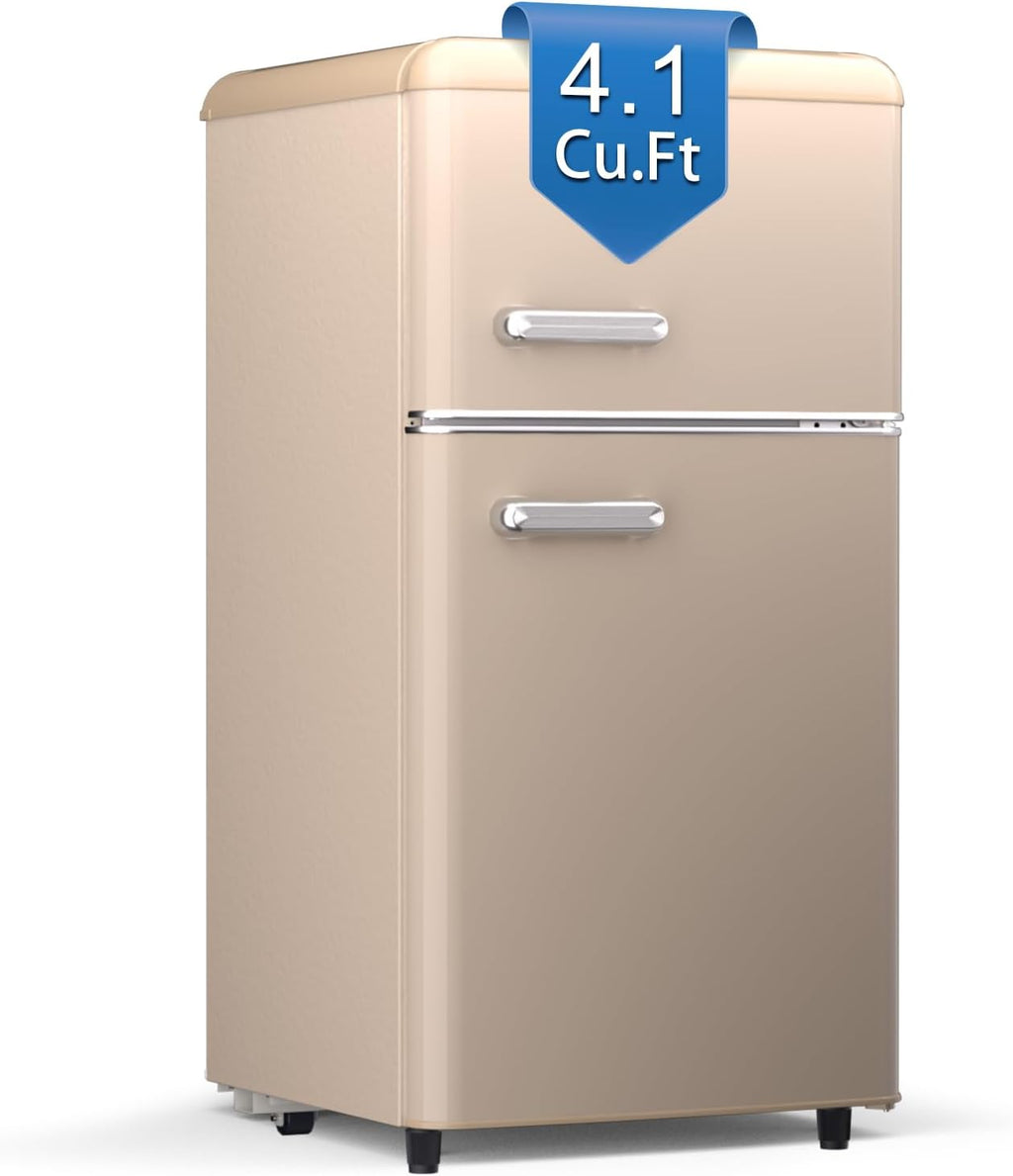 4.1 Cu. Ft. 2-Door Retro Mini Fridge with Freezer (Gold) A372