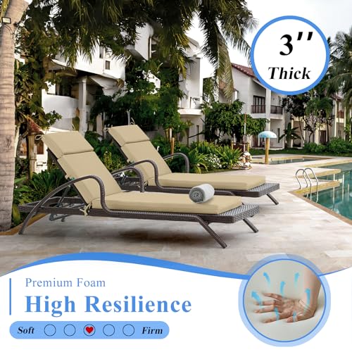 72x21x3 Inch Deep Grey High-Density Foam Chaise Lounge Cushion with Ties Q2128