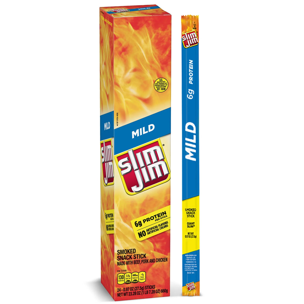 Slim Jim Mild Giant Smoked Snack Sticks, 0.97 Oz, 24 Ct C204