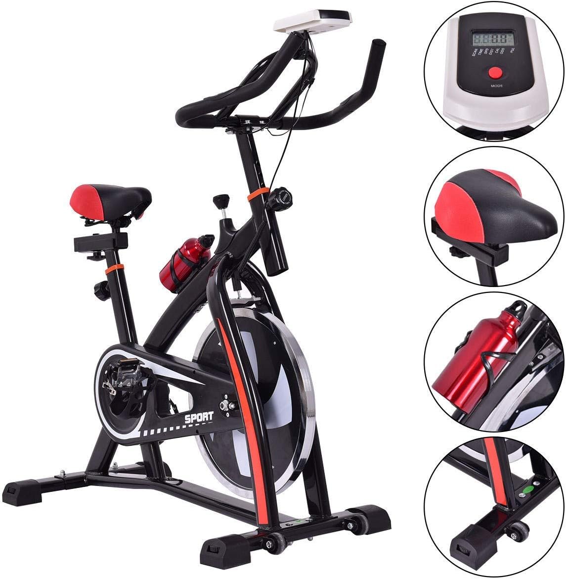 Black Exercise Bike with LCD Display & Bottle Holder P486