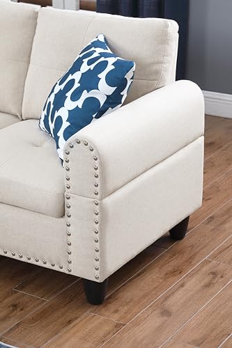 Blue 3 Piece Upholstered Pull Out Couch Bed with Storage Chaise N50819
