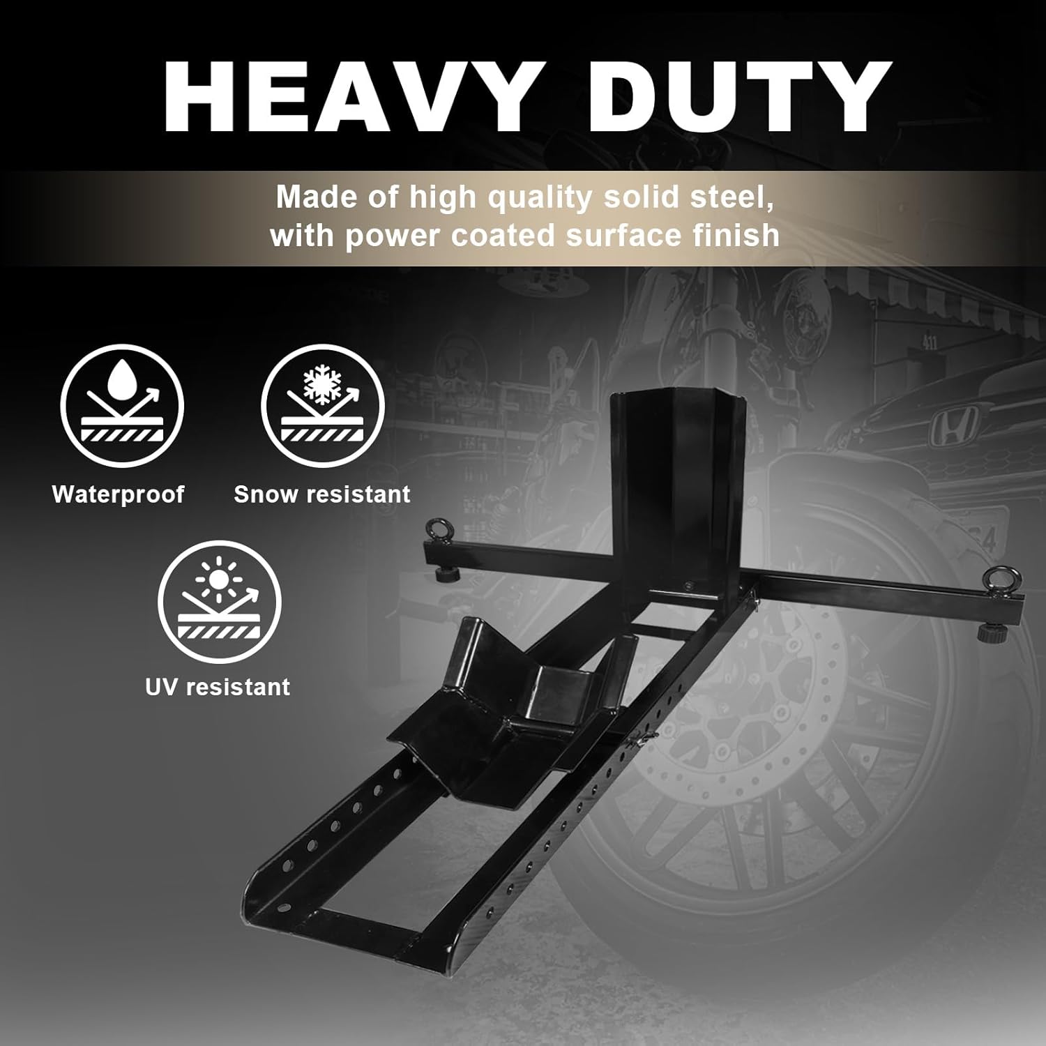 Adjustable Heavy-Duty Steel Motorcycle Wheel Chock for 16"-25" Motorcycles V232967