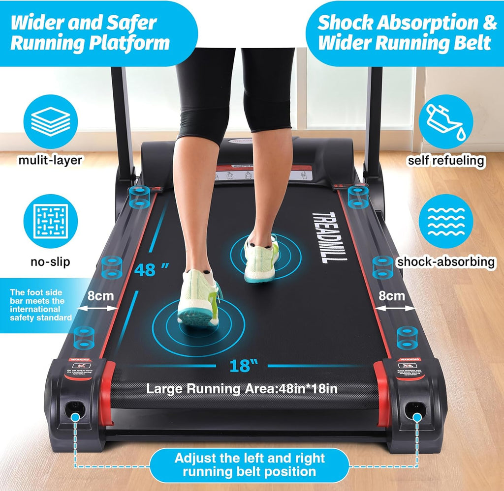Folding Treadmill with Auto Incline, Heart Sensor, 3.5 HP, 8.7 MPH, 48in*18in Running Area C62743
