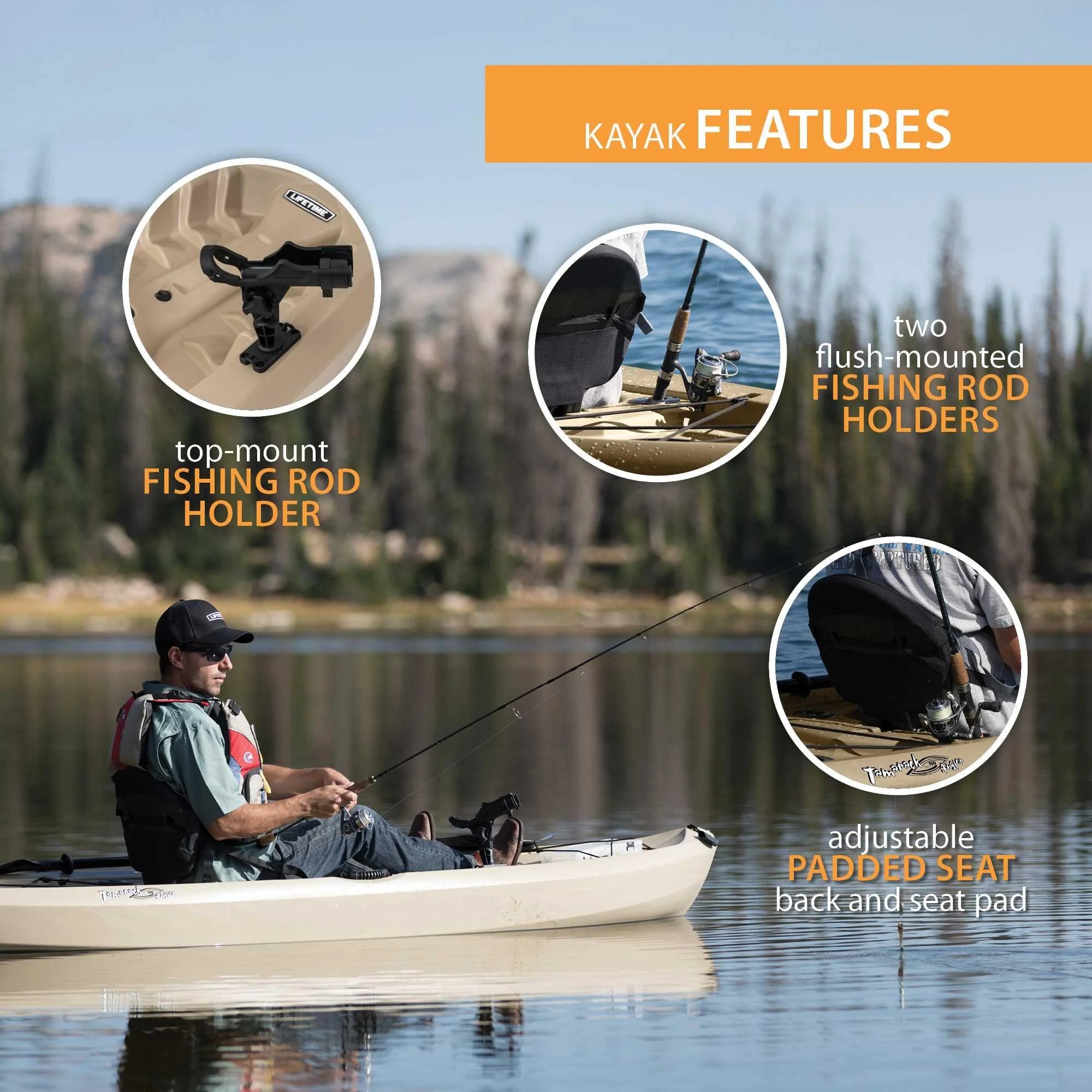 2 Pack Fishing Kayak with Paddles, Tan K5999