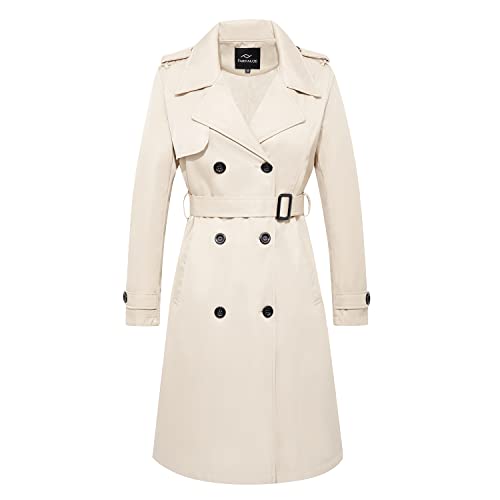 Women's Long Double Breasted Water Resistant Trench Coat with Belt S499515