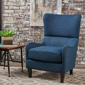 Navy Blue High Back Accent Sofa Armchair with Wood Legs X49291