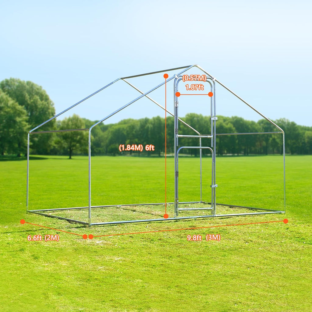 Large Metal Chicken Coop with Anti-UV Cover (9.8 * 6.6FT) N117067