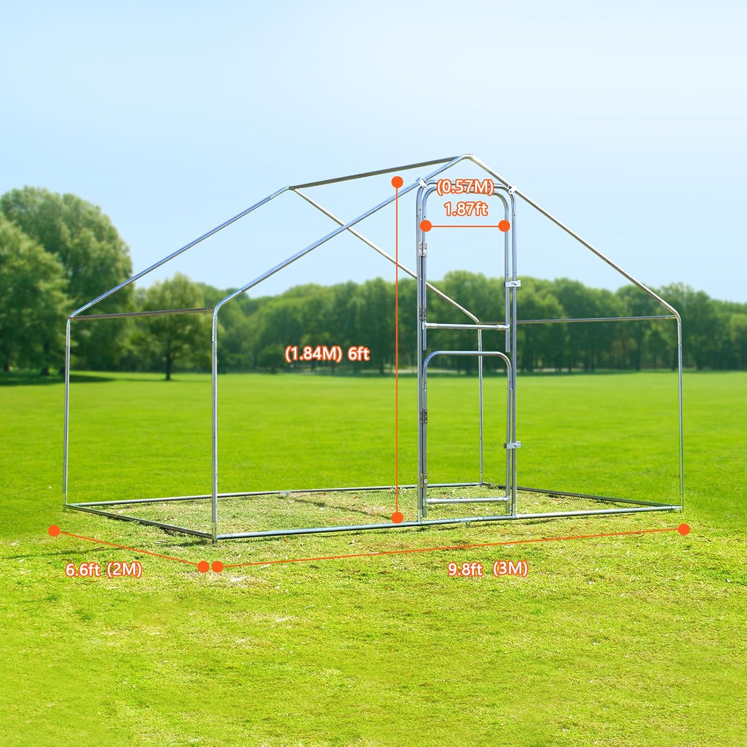 Large Metal Chicken Coop with Anti-UV Cover (9.8 * 6.6FT) N117067