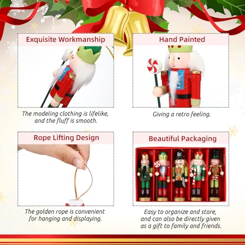 10 Pcs Wooden Nutcracker Ornaments 5 Inch T1031
