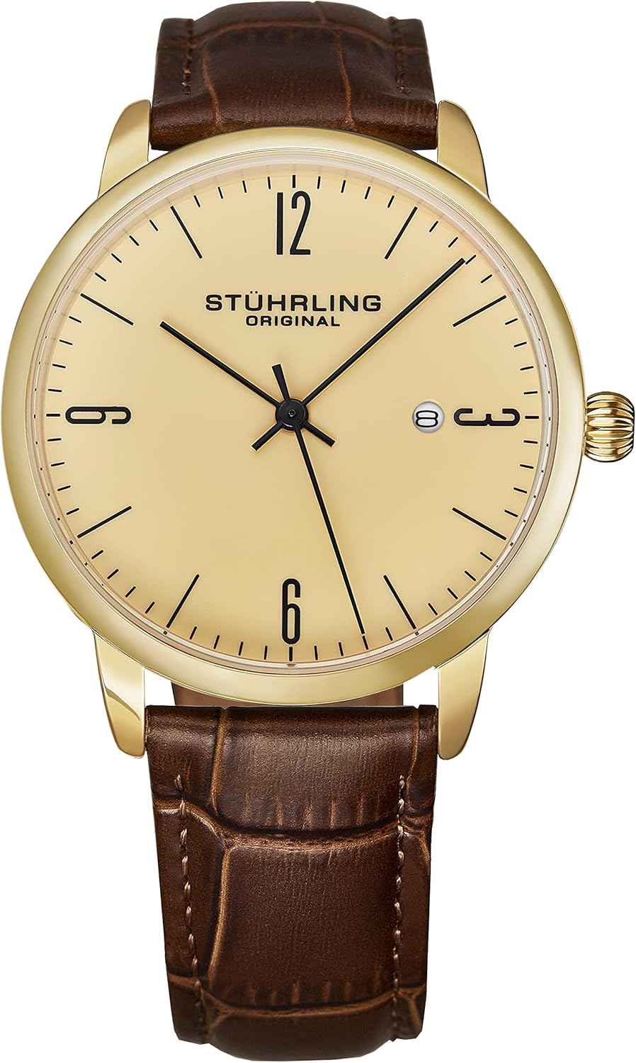Mens Watch with Calfskin Leather Strap and Date H16079