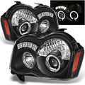Black Bezel Dual Halo Ring Projector LED Headlights Pair Q9654