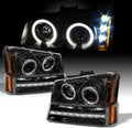 Black Housing Dual Halo Projector Headlights with LED Bumper Signal Lamps M450