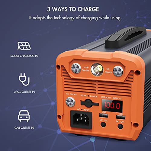 518Wh Portable Power Station with 110V/500W AC Outlet & LED Flashlight D48906